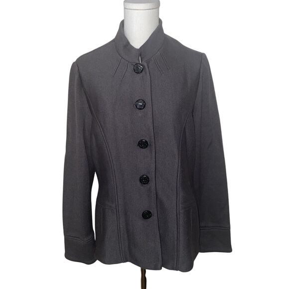 Coldwater Creek Wool Cardigan Blazer Sweater Jacket 10 Gray - Picture 1 of 8